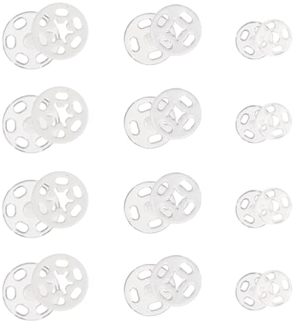 100 Paare Druckknöpfe zum Anähen Druckknopf, Transparent Kunststoff Knopf Unsichtbare Druckknöpfe für Nähen von Kleidung, DIY, Handwek, 7mm, 12.5mm, 15mm