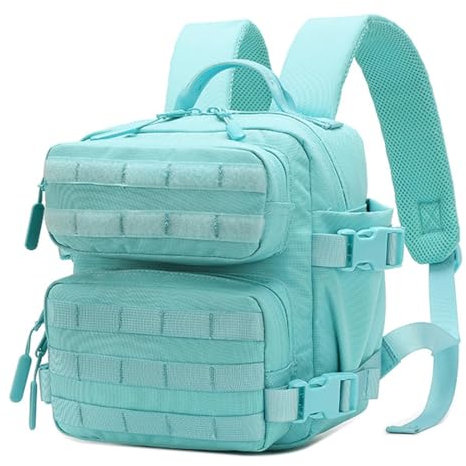 Vmokki Taktische Rucksack Klein 9 Liter Wanderrucksack Rückenbelüftung Anti Diebstahl für Wandern Reise Camping Trekking Jungen Mädchen Damen Herren (Türkisblau)