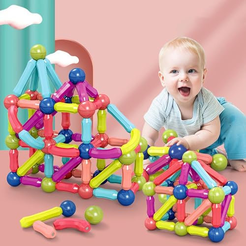 SVYHUOK Magnetische Bausteine 100 Stück Magnete Kinder, Magnetic Bauklötze Baukasten Kinderspielzeug, Fantasievolle Magnetbausteine ​​für Haus und Schulgeschenke für Jungen und Mädchen