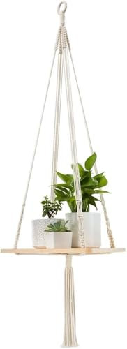 Xaztr Macrame Plant Hangers Shelf Indoor Hanging Planter Decorative Flower Pot Holder Boho Bohemian Home Decor, 45 L