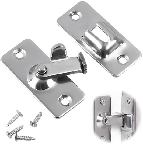 90 Degree Right Angle Door Lock Buckle,2 PCS Stainless Steel Bolt Lock,Right Angle Sliding Door Locking Latch,Internal Door Lock, Bathroom Lock,Bending Buckle Bolt Cam Lock for Push Barn Door Window