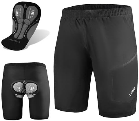 X-TIGER MTB Hose Herren Radlerhose Gepolsterte Fahrradhose Mountainbike Radhose Herren Kurz mit Reißverschlusstasche
