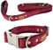 Hundeleine und Halsband – Set für einen Hund mit Leine und Halsband – Doppellagiges, Starkes Halsband mit Metall- oder Kunststoffschnalle (Kirsche, L (Metallschnalle))