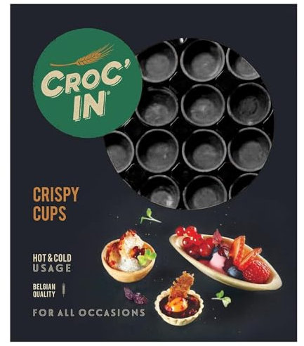CROC’IN - Teigschälchen zum Bestücken Black - Tarteboden für süße Stückchen oder herzhafte Aperitifhäppchen - Handwerklich hergestellt & Vegan - 60 Stück