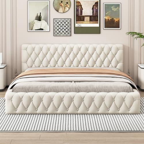YGHQAP Polsterbett Bubble Bett 140x200cm Doppelbett mit Lattenrost und weicher Rückenlehne Jugendbett Bettgestell, Samt, ohne Matratze (Beige 1, 140 * 200)