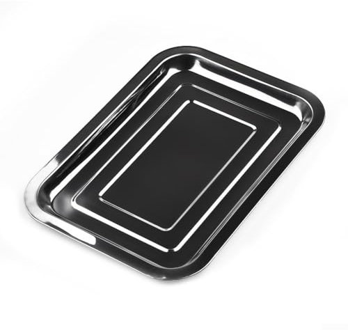 Teglia rettangolare in acciaio inox per tostapane e forno, biscotti, pane e altro (32 x 22 x 2 cm)