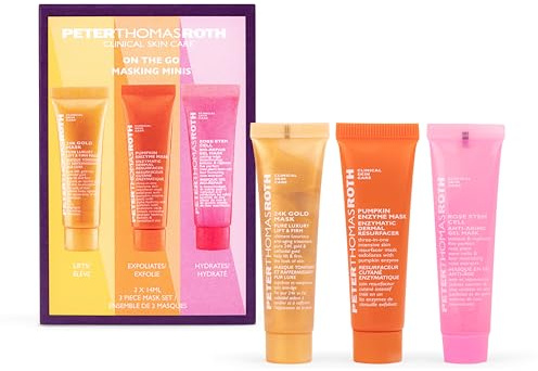 Peter Thomas Roth – On The Go Set Masking Trio 3 × 14 ml – 24K Gold, Pumpkin Enzyme & Irish Moor Mud Mask – Feuchtigkeit, Peeling & Detox – Für glatte, strahlende & gereinigte Haut – Reisegröße