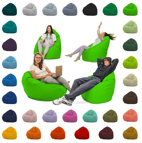 Sitzsack XXL – Beanbag für Kinder & Erwachsene – In & Outdoor geeignet – Wasserabweisend & pflegeleicht – Gefüllt mit hochwertigen EPS-Perlen – Ideal zum Gaming & Entspannen (Neongrün, XXXL)