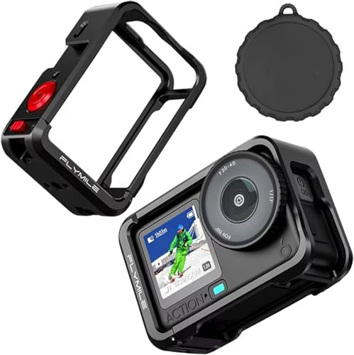 Honbobo Metall Käfig Rahmen für DJI Osmo Action 6 Kamera Käfig Objektivdeckel Schutzrahmen Kamera Cage Schnellverschluss Erweiterungs Halterung Zubehör für DJI Osmo Action 6