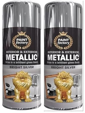 SuperGift.com 400ml Metallic Silver Spray Paint, Fast-Drying Decorative Spray Paint for Metal, Wood, Plastic & DIY Projects (2)