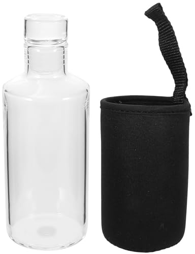 SEWOART Bouteille de vin réutilisable 300ml en verre borosilicaté avec couvercle portable étanche, conçue pour contenir jus et boissons en extérieur
