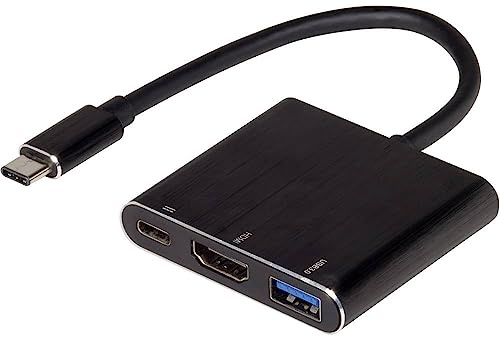 Renkforce RF-4548306 USB/HDMI Adapter [1x USB-C Stecker - 1x HDMI-Buchse, USB 3.2 Gen 1 Buchse A (USB 3.0), USB-C B, Schwarz