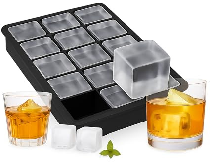 10 x Eiswürfelform Silikon, für 3,5 cm Eiswürfel, BPA-frei, für Cocktails, HxBxT: 3,5 x 19,5 x 12,5 cm, schwarz