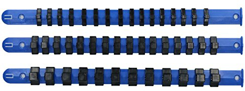 AB Tools 3pc Socket Storage Holder Organiser Plastic Rails 1/4 3/8 1/2 Sockets Bergen