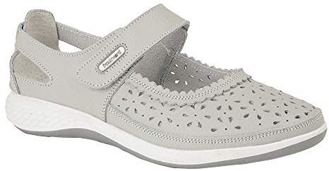 Womens Leather Wide EEE FIT Velcro Casual Shoes Size 4-9 Black