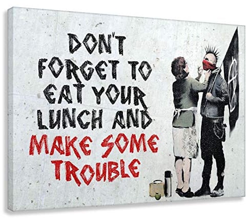 Leinwandbild Make Trouble in Grau Rot 30x40 cm Streetart Kunst