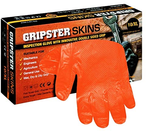 GRIPSTER Skins Nitril Handschuhe orange Größe 10 XL Box a 50 Stück