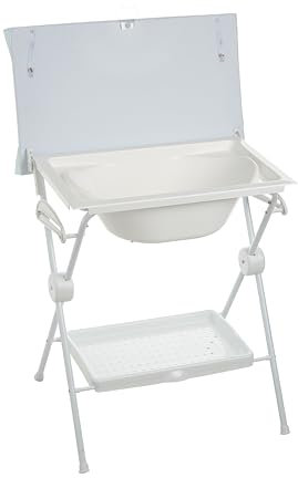 PLASTIMYR Bañera Cambiador Bebe Plegable LEA - Cambiador con Bandeja Organizadora y Patas Antideslizantes – Bañera Plegable Bebé Viaje Seguro y Compacto - Búho Menta - 85x63x96 cm