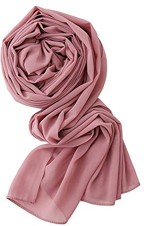 Yeieeo Chiffon Kopf Wraps für Frauen - Einfarbig Mode Blase Chiffon Schal Hijab, rosa - dusty pink, Medium