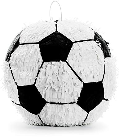 Pinata Fußball schwarz weiß 35x35x35 cm Piñata zum Befüllen Kindergeburtstag Partyspiel Sport Motto