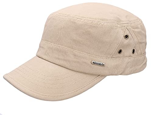 Leoodo Herren Damen Military Army Stil Cap aus Baumwolle verstellbare Sonnen Kappe für Wandern und Sport, Mütze Farbe 2020:Beige