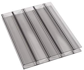 Stegplatte aus Polycarbonat Halgelsicher!, 16mm stark, graphit anthrazit grau, Steg 2 Fach, 16/32/W Premium Longlife Qualität 980mm x 6000mm