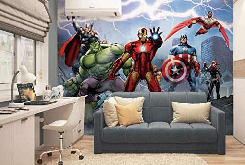 Nice walls Carta da parati per cameretta dei bambini, motivo: Avengers, 252 x 182 cm