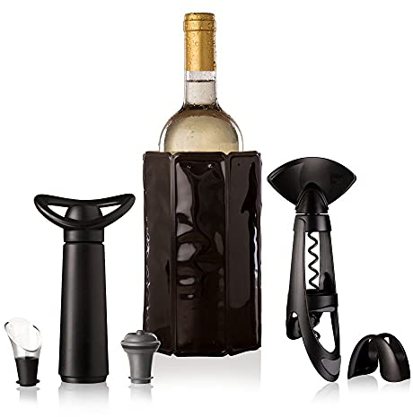 VACUVIN Original Plus Black Wine Set + Drip-Free + Concerto Pump + Grey Stopper