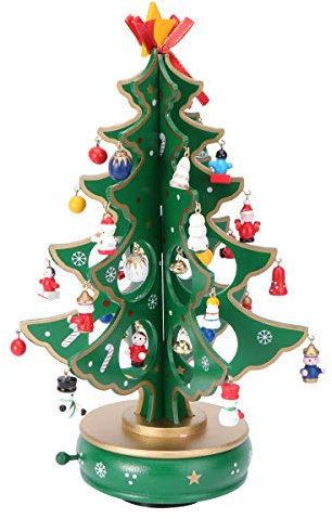 ifundom Classico Carillon in Legno Design a orologeria Albero di Natale con Pendenti Carillon in Miniatura Fatto a Mano per Il Compleanno Regalo di San Valentino (Verde) Xmas Supplies