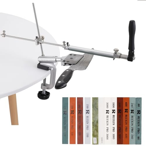 RUIXIN PRO RX-008 Kitchen Knife Sharpener System Fixed/Adjustable Angle Iron Steel Knives Sharpening Kit