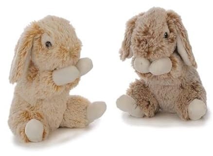 Volker Rasehorn Plüsch Hase ca. 16 cm, Kaninchen 2er Set, braun/grau/Hellbeige/Weiss/beige, Plüschtier, Kuscheltier, Stofftier