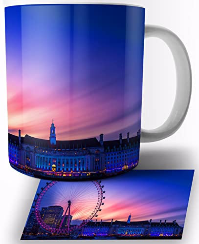 TusRelojes London Eye Tasse en Céramique Blanche 325ml Mug