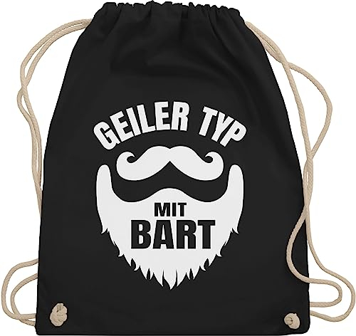 Turnbeutel Rucksack - Sprüche Statement Spruch - Geiler Typ mit Bart weiß - Unisize - Schwarz - beutel+rucksack+mit+sprüchen sprueche beutel sprüchen spruechen stoffbeutel bedruckt sprüche,