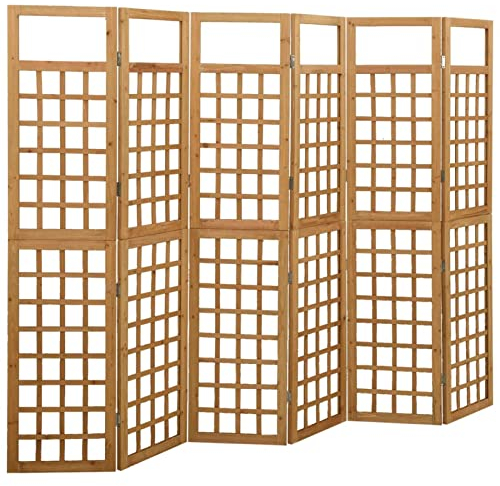 6-TLG. Paravent/Spalier, MOONAIRY Trennwand, Raumteiler, Umkleidekabine, Spanische Wand, Privacy Screen, Sichtschutzwand, Massivholz Tanne 242,5x180 cm