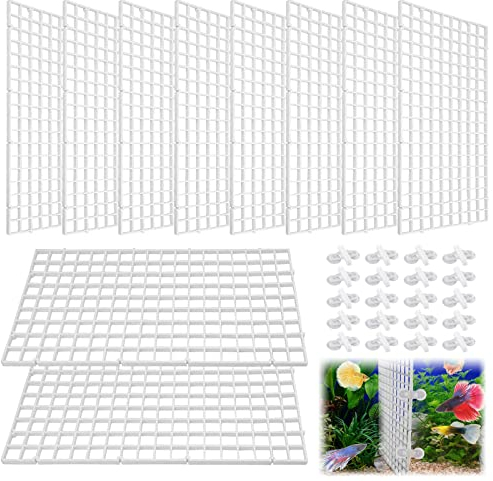 10 PCS Separador Acuario Bootoow Rejilla del Acuario Separador de Bandeja para Peces con 20 PCS Clips de Ventosas¡ꡧBlanco¡ê?