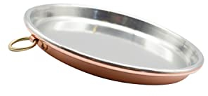 CREARTISTIC Teglia Rame Stagnato per Farinata - Teglia Forno per Pizza, 32 cm diametro - Bordo di 3cm - Fatta a Mano - 100% Made in Italy