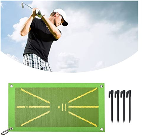 Golf Swing Mat Mini Golf Training Mat Portable Golf Hitting Mat for Swing Detection Batting Practice Putting Mat with Hook and 4 Stakes for Home Backyard Best Father's Day Golf Gift