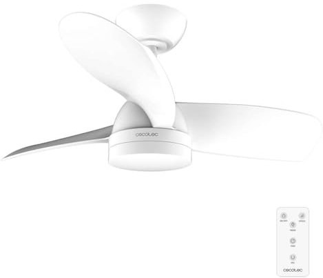 Cecotec Ventilador de Techo con Luz EnergySilence Aero 3050 White. 35 W, Motor DC, Diámetro 36” con luz LED, Mando a distancia, Temporizador, 6 Velocidades y 3 Aspas