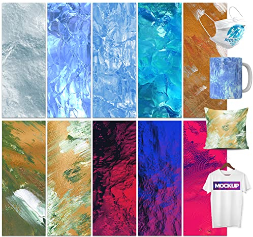 LUCKIGUCK Infusible Transfer Paper Sheets Bundle 10pcs Pre-Printed Dyed Sublimation Paper Iron on T-Shirt and Mug (Type E, 11.5 * 30.5cm)