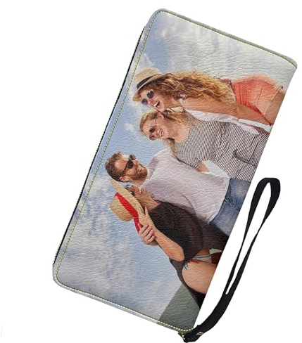 Gudina Personnalisé Femmes Portefeuille-Double Face Impression Fait sur Mesure Grande Capacité Porte-Monnaie Porte-Carte -Portefeuille en Cuir Cadeau pour mère épouse Petite Amie Soeurs-2 Image