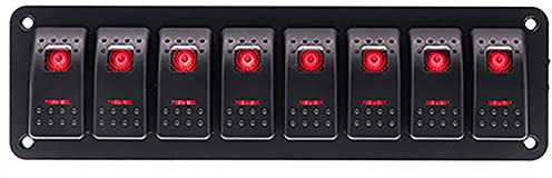 Riloer Pannello interruttore combinato a 3/4/5/6/8 gang, 12 V/24 V, pannello interruttore a levetta modificato con luce LED, universale, per barche, auto, camper, roulotte