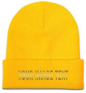 Benutzerdefinierte Beanie Mütze für Männer und Frauen fügen Sie Ihr Bild hier hinzu Bündchen Beanie Mütze Schwarz, gelb, One size