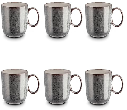 Peill+Putzler Germany 6er-Set Kaffeebecher in grau aus Steinzeug, Becher mit 350 ml Volumen für 6 Personen, spülmaschinenfest & mikrowellengeeignet, jedes Teil ein Unikat