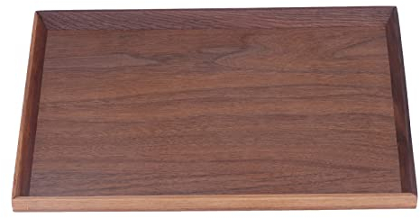 Plateau de Service en Bois, 40 x 30 cm Marron Rectangulaire Déjeuner Plateaux de Vaisselle, Plateau Carré Noyer Décoration en Bois Fruits Thé Café Assiette pour Restaurant Maison Bar (40x30cm)