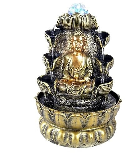 BebeXi indoor water features with lights fountain Desktop Fountain Desktop Fountain Indoor Buddha Fountain Desk Lucky Waterfall Decorative Fountain