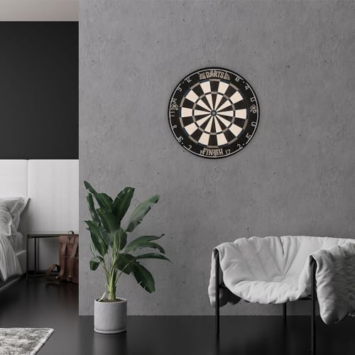 HOME DELUXE - Dartscheibe Finish - Maße: 45 x 45 x 4 cm, Farbe: Schwarz, Grau, Blau, inkl. 6 Darpfeilen und Aufhängung I Dartboard Wurfscheibe Dartpfeile