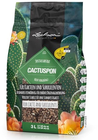 LECHUZA-Pflanzsubstrat CACTUSPON 3 Liter | für Kakteen und Sukkulenten | toffrei und ohne Düngemittel | 19545