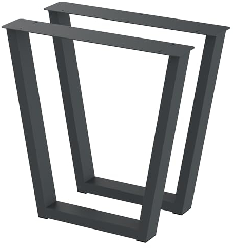 BK Styl 2 Stück Tischbeine aus Metall V2-Form | Tischgestell aus 80x40mm Profilen | Tischkufen Tischfüße Möbelbeine für Schreibtische & Esstische I Stahl Pulverbeschichtet I DIY (715x720mm Anthracit)