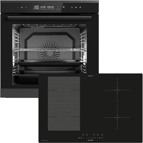 Oranier Einbau-Backofen Set Pyrolyse EBP820 autark - 14 Funktionen - 80 cm Flexx-Induktion KXI480 - Kochfeld mit Slider-Steuerung & Brückenfunktion