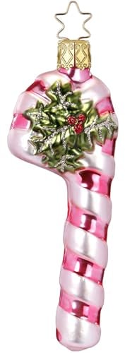 Christbaumschmuck Zuckerstange 11,5cm - Glas Figur zum Aufhängen - mundgeblasen & handbemalt - Weihnachtsbaum Anhänger für Weihnachten - Christbaumanhänger & Weihnachtsbaumschmuck - Candy Pink Weiß